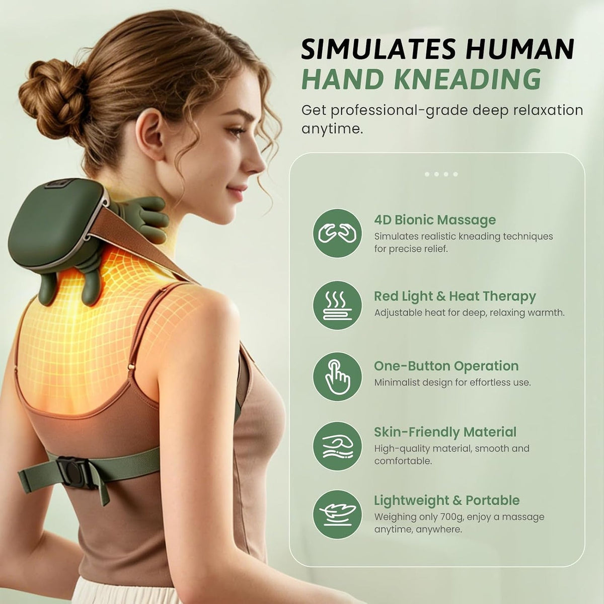 4D Neck & shoulder Massager with Heat, Back & Hand Massager, Pain Relief, Muscle Relaxation
