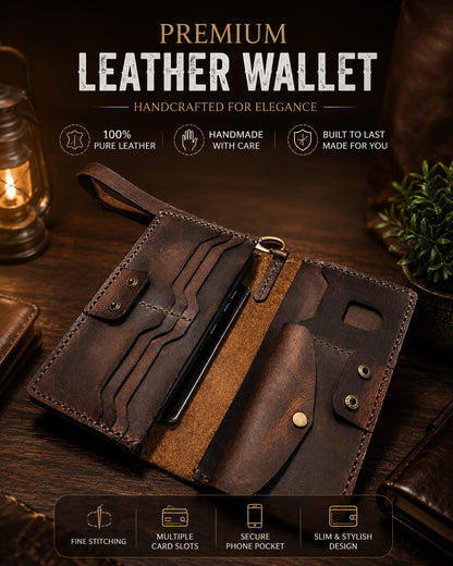 Handcrafted Long Wallet (Genuine Leather)