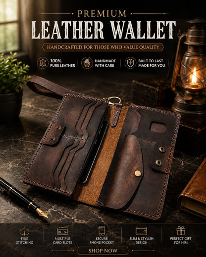 Handcrafted Long Wallet (Genuine Leather)